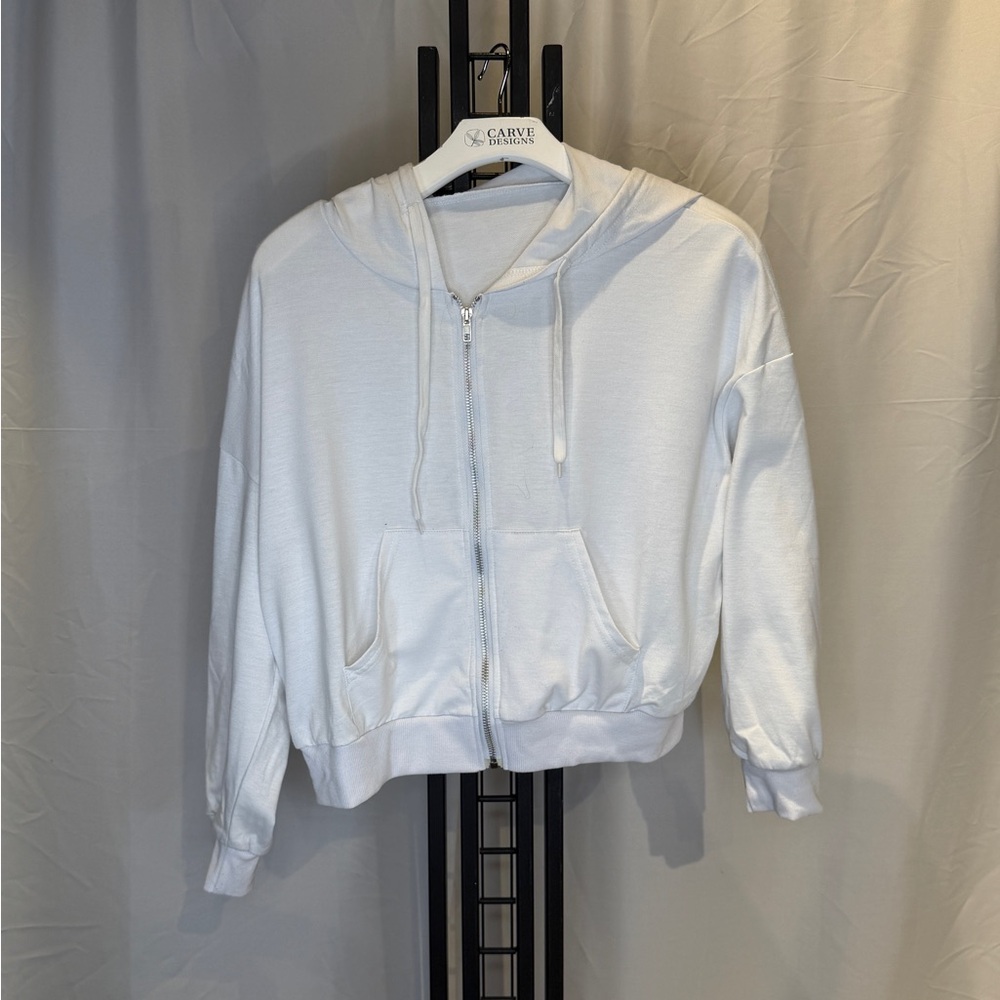 White‎ Zip-Up Hoodie